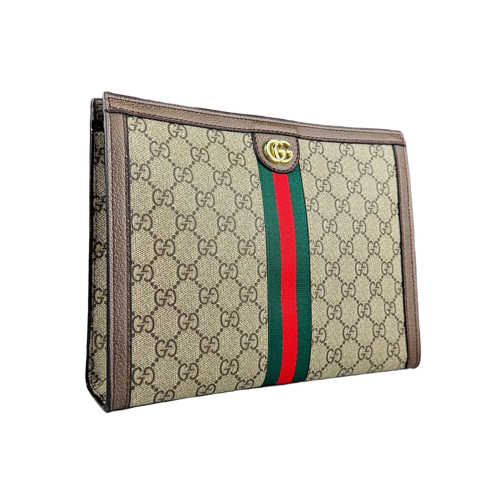 Gucci Ophidia GG Supreme Flat Pouch Web Stripe 💚❤️👑