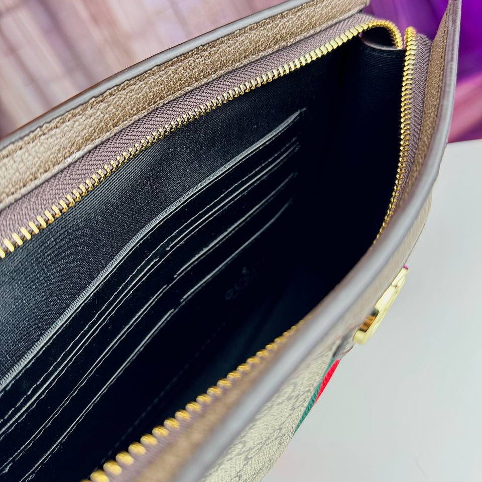 Gucci Ophidia GG Supreme Flat Pouch Web Stripe 💚❤️👑