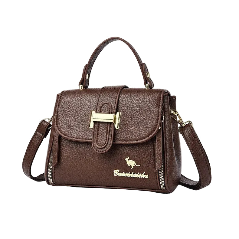 Balindaishu Brown Pebbled Leather Top-Handle Bag 👜✨🦘