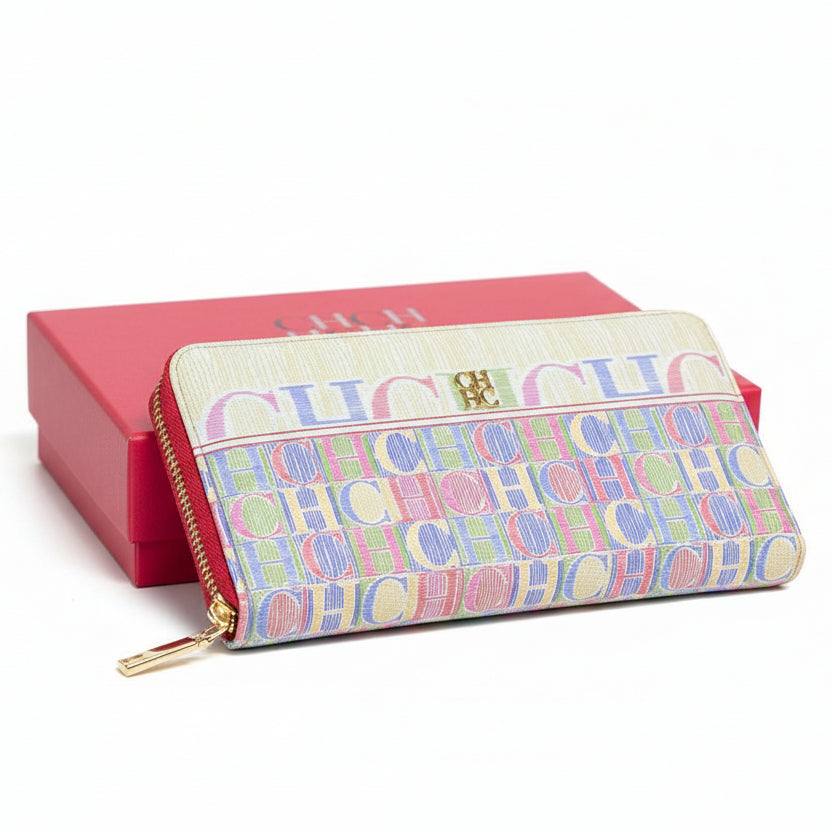 CH Carolina Herrera Monogram Pastel Continental Wallet 👛✨🎨