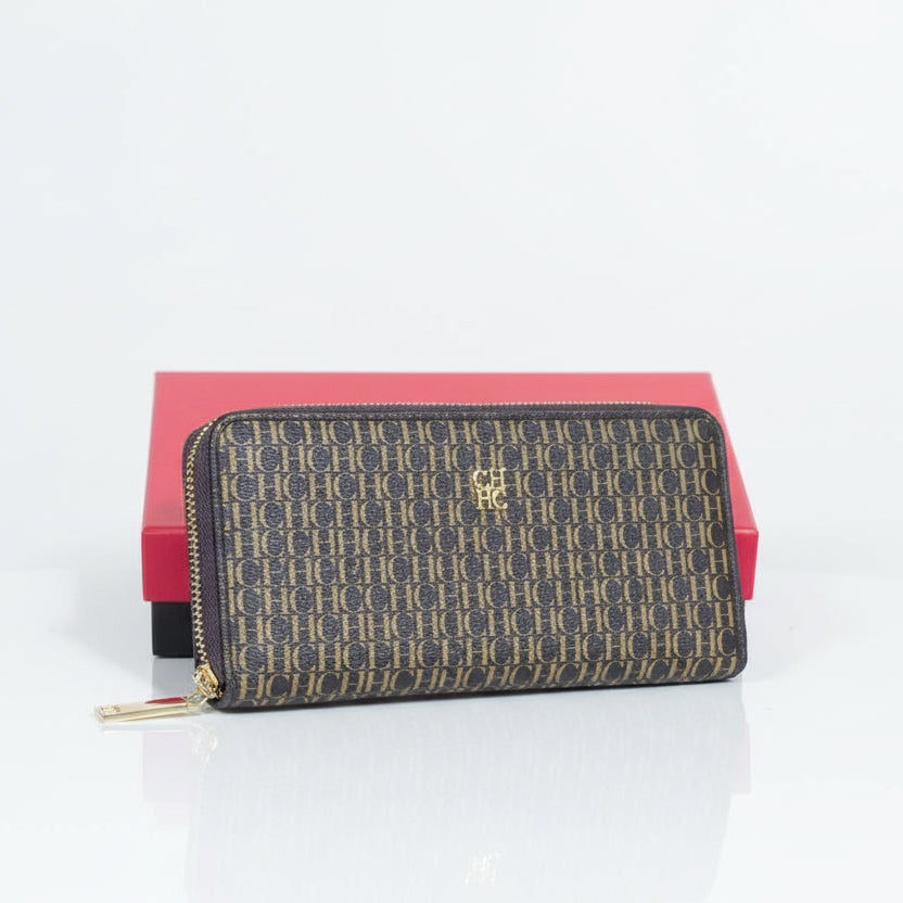 Carolina Herrera HC Monogram Zip-Around Continental Wallet 👜✨🤎