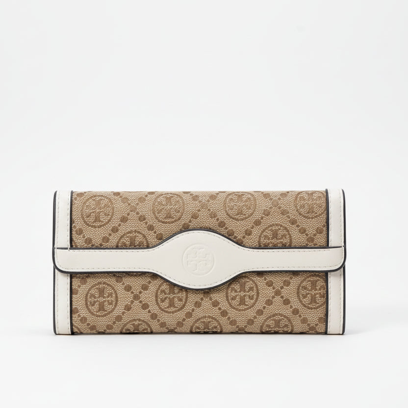 Tory Burch Monogram Canvas Continental Wallet in Hazel & Cream 👜✨🐚