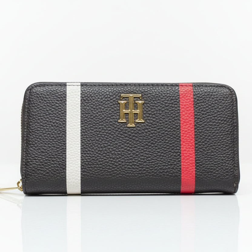 Tommy Hilfiger Pebble Grain Zip-Around Wallet with Signature Stripes 👜✨🔴