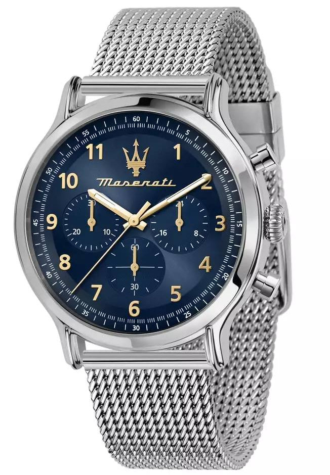 Maserati Men's Traguardo Chronograph Blue Dial Mesh Watch 🔱 ⌚ 🏎️