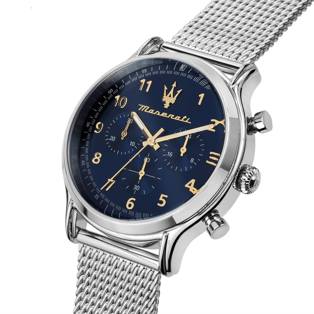 Maserati Men's Traguardo Chronograph Blue Dial Mesh Watch 🔱 ⌚ 🏎️