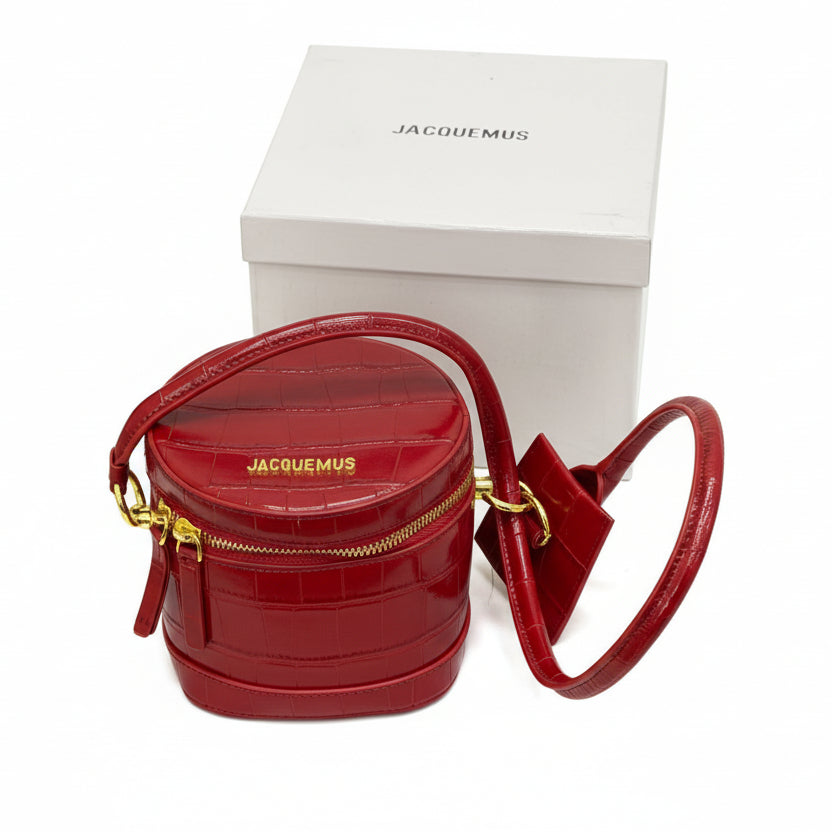 Jacquemus Red Croc-Effect Vanity Bag 🍒👜✨