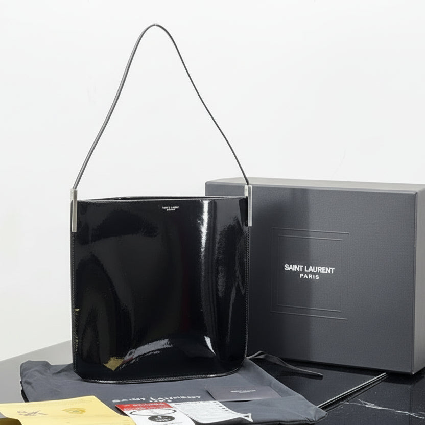 Saint Laurent Paris Patent Leather Bucket Bag 🖤✨👜