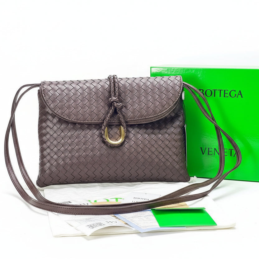 Bottega Veneta Intrecciato Leather Shoulder Bag with Horseshoe Hardware 👜✨🤎