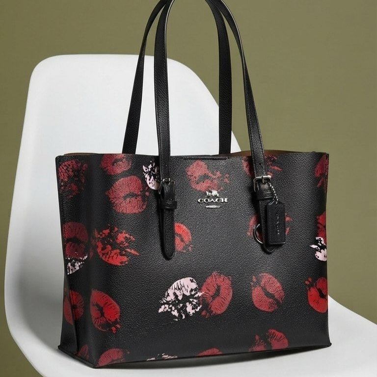 Coach Floral Monogram Tote with White Leather Handles 🌸👜