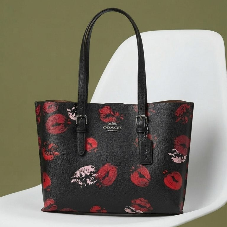 Coach Floral Monogram Tote with White Leather Handles 🌸👜
