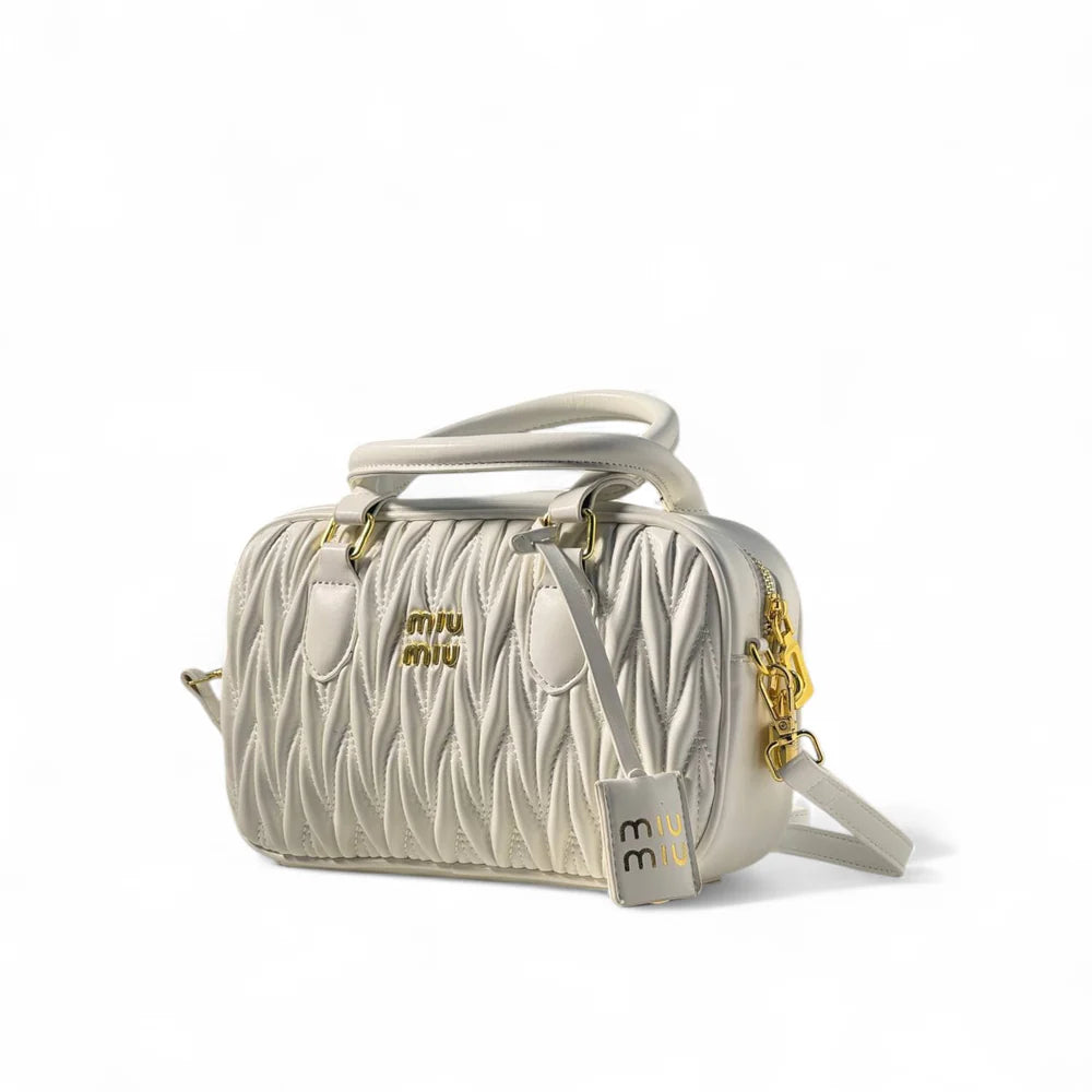 🤍 Miu Miu Matelassé Leather Mini Bowling Bag 🌟
