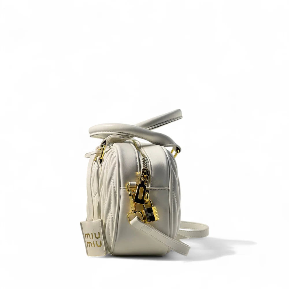 🤍 Miu Miu Matelassé Leather Mini Bowling Bag 🌟