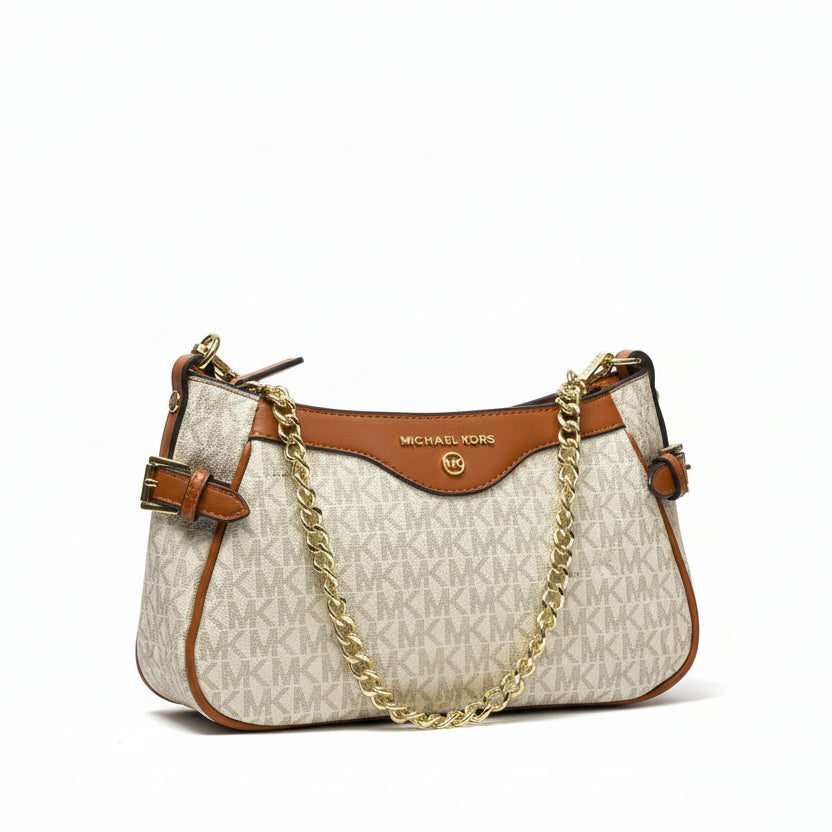 Michael Kors Signature Logo Pouchette with Chain Strap 👜✨🤎