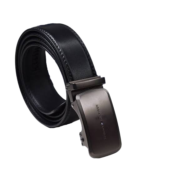 Tommy Hilfiger Men's Black Leather Ratchet Belt with Gunmetal Buckle ⚫️🇺🇸🔗