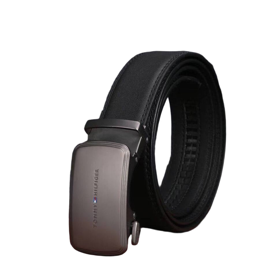 Tommy Hilfiger Men's Black Leather Ratchet Belt with Gunmetal Buckle ⚫️🇺🇸🔗