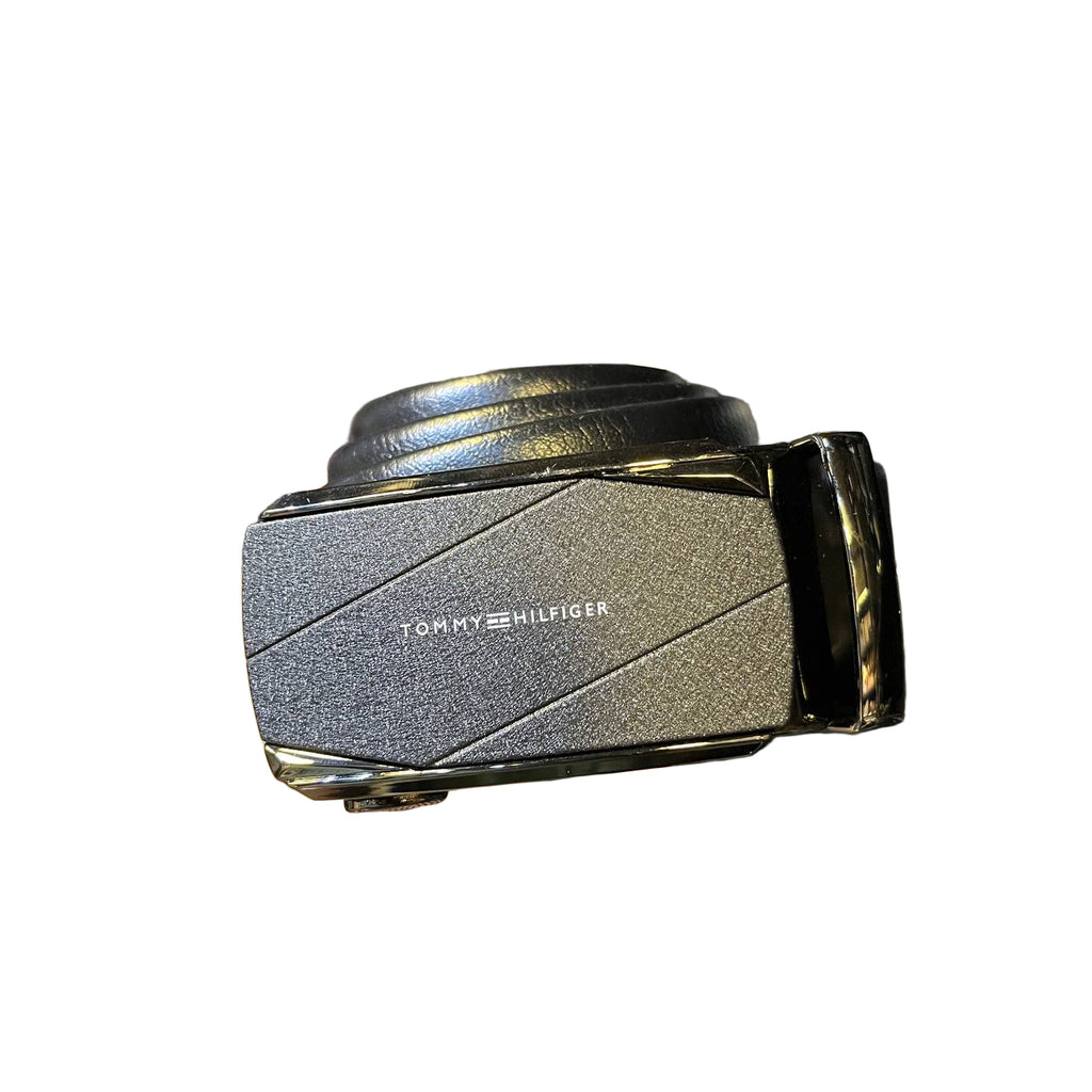 Tommy Hilfiger Men's Black Textured Automatic Belt 🇺🇸⚫️✨