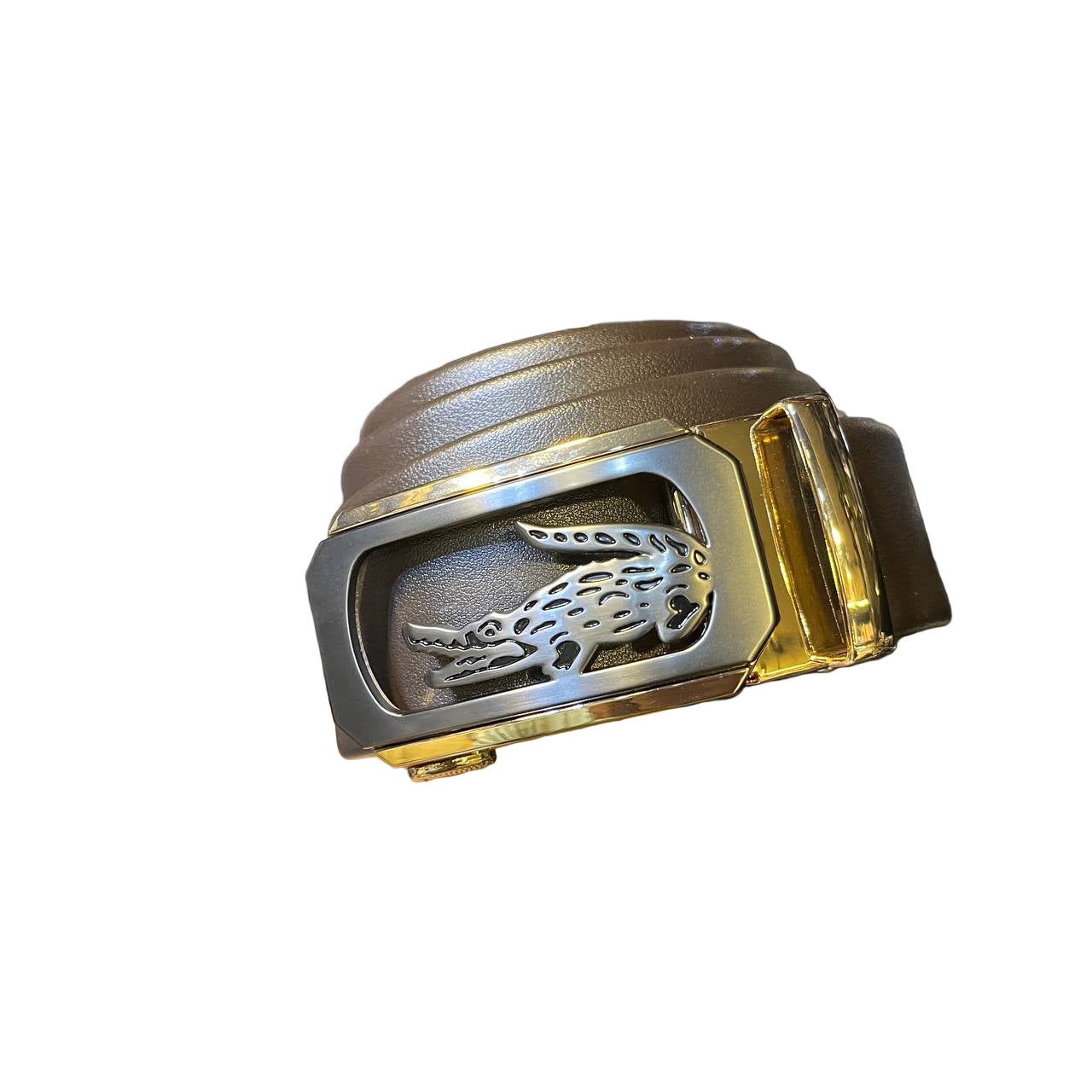 Lacoste Men's Brown Leather Belt with Crocodile Automatic Buckle 🐊✨🤎
