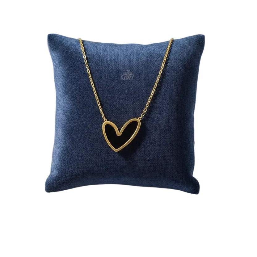 GYB Heart Enamel Necklace in Gold 💛✨🖤