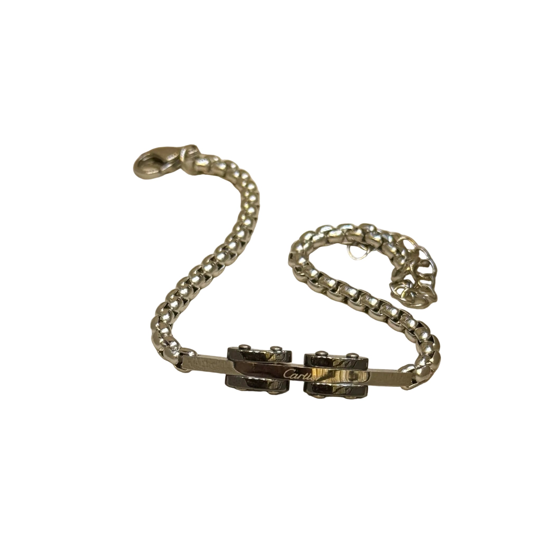 Cartier Santos de Cartier Men's Steel and Ceramic Link Bracelet ⛓️✨⌚