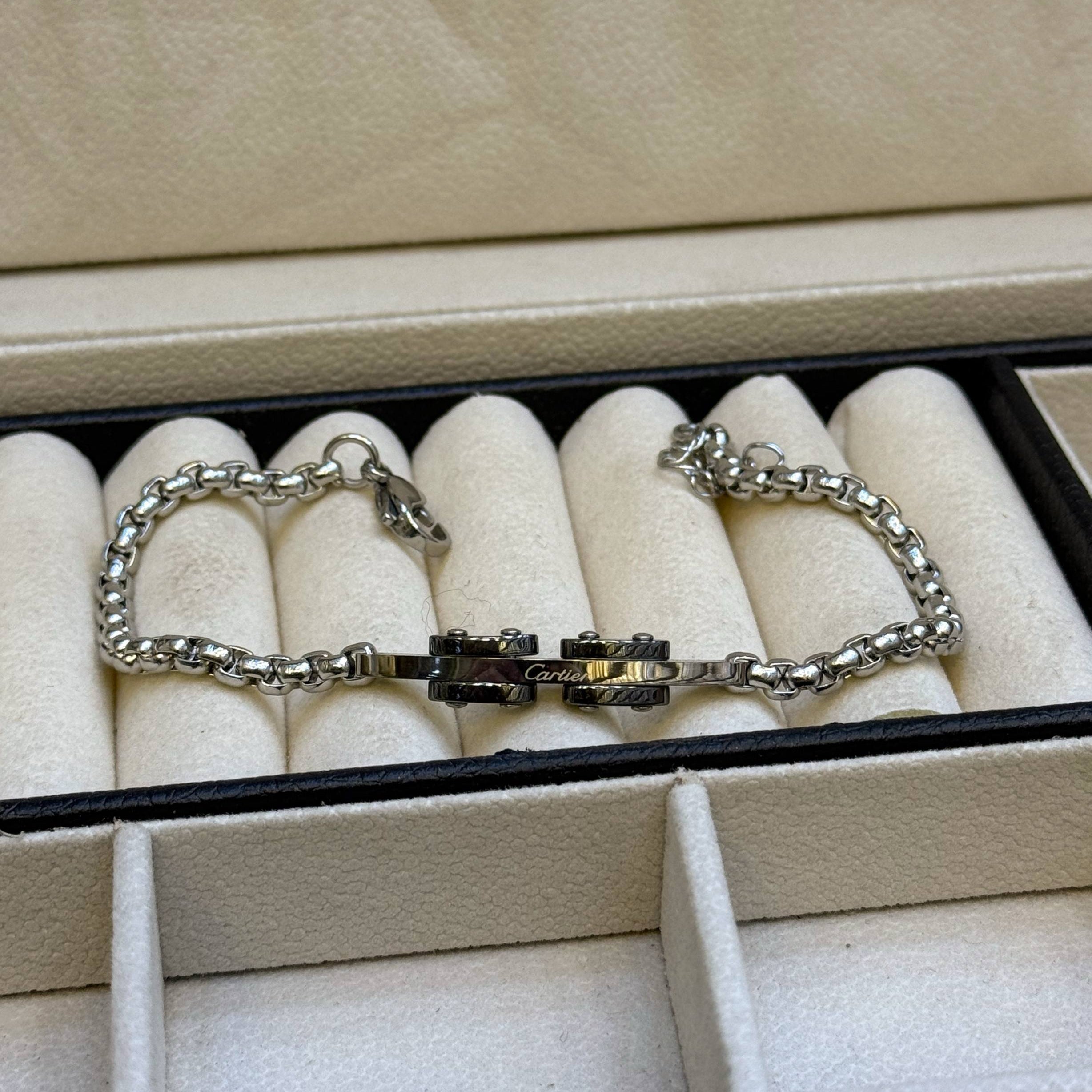 Cartier Santos de Cartier Men's Steel and Ceramic Link Bracelet ⛓️✨⌚