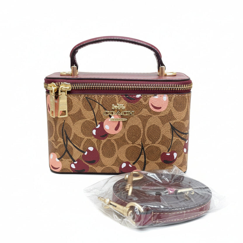 Coach Signature Canvas Cherry Print Vanity Case 🍒👜✨