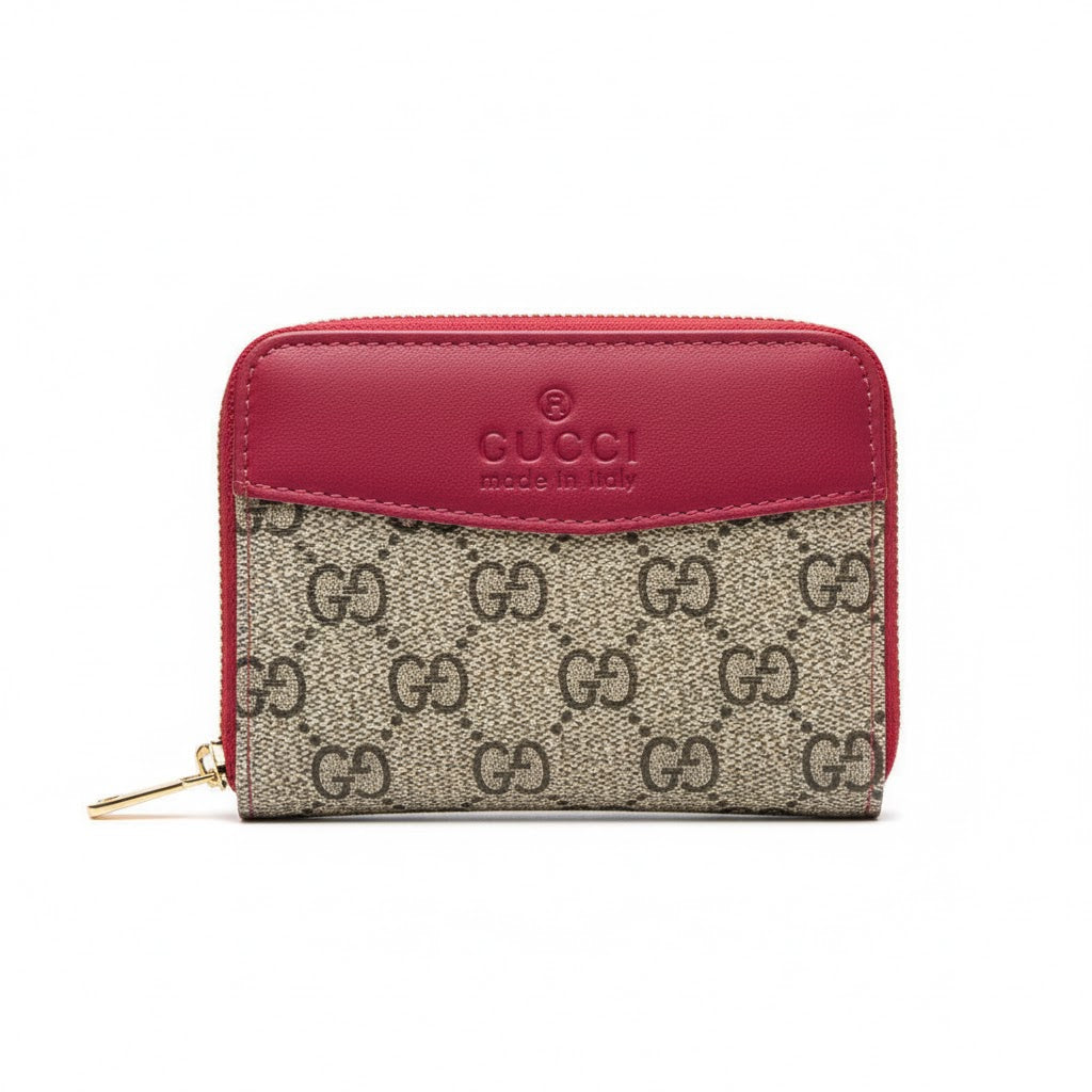 Gucci GG Supreme Canvas Zip-Around Wallet with Raspberry Leather Trim 🇮🇹💖🔒