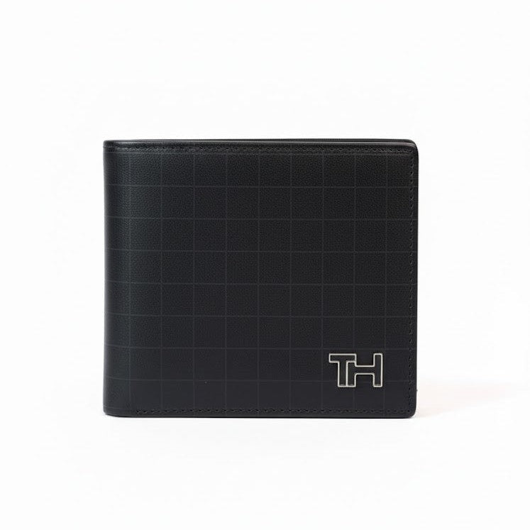 Tommy Hilfiger Black Grid-Pattern Bi-Fold Wallet 💼◼️✨