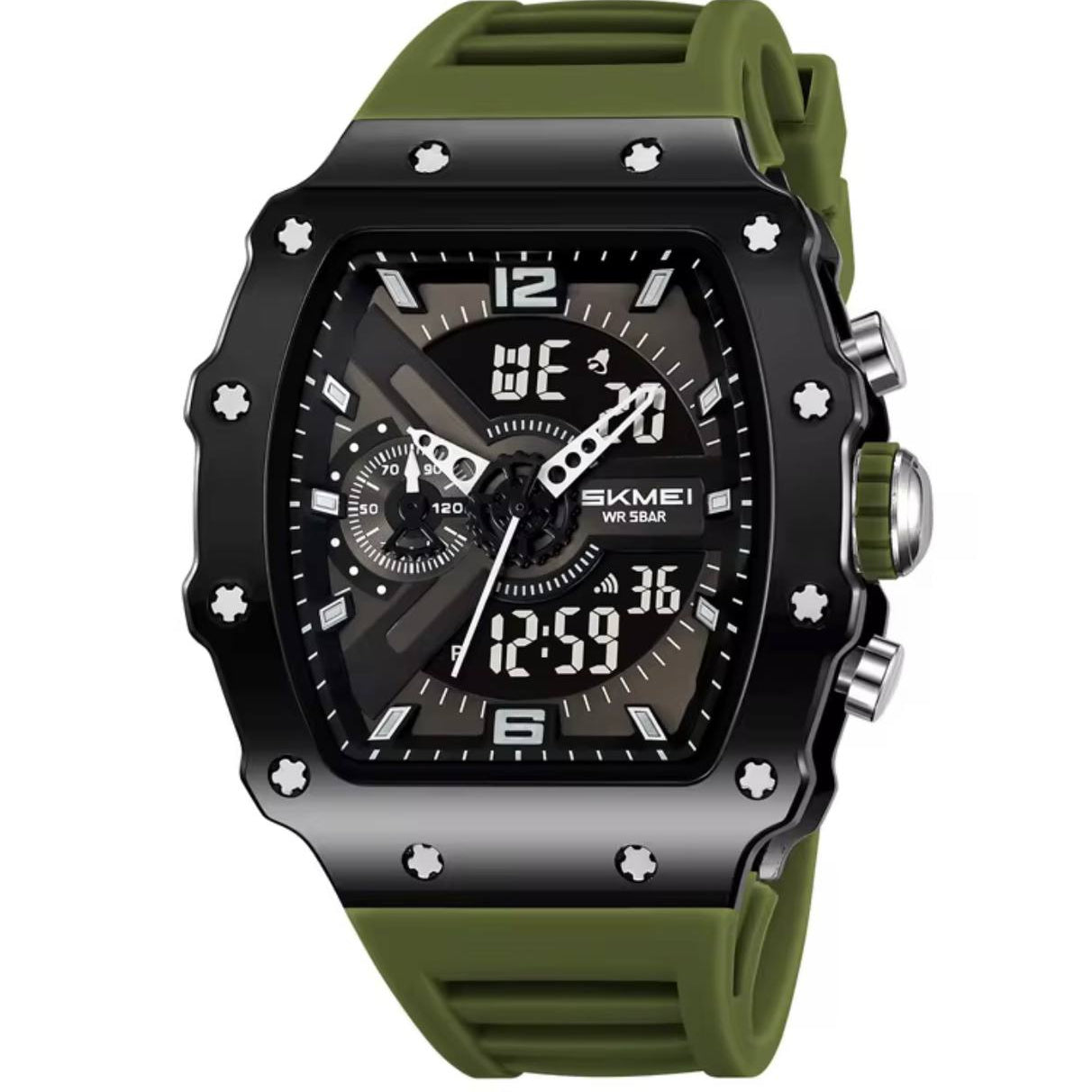 SKMEI Tactical Olive Green Dual Display Sport Watch ⌚🌿🛡️