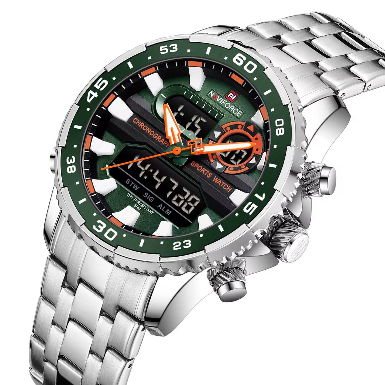 NAVIFORCE Dual Display Military Sport Watch in Emerald Green ⌚🟢🔥