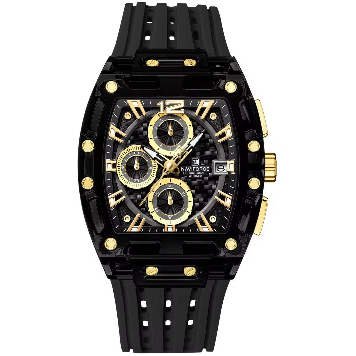 NAVIFORCE Luxury Quartz Chronograph with Gold Studded Accents ⌚✨🖤