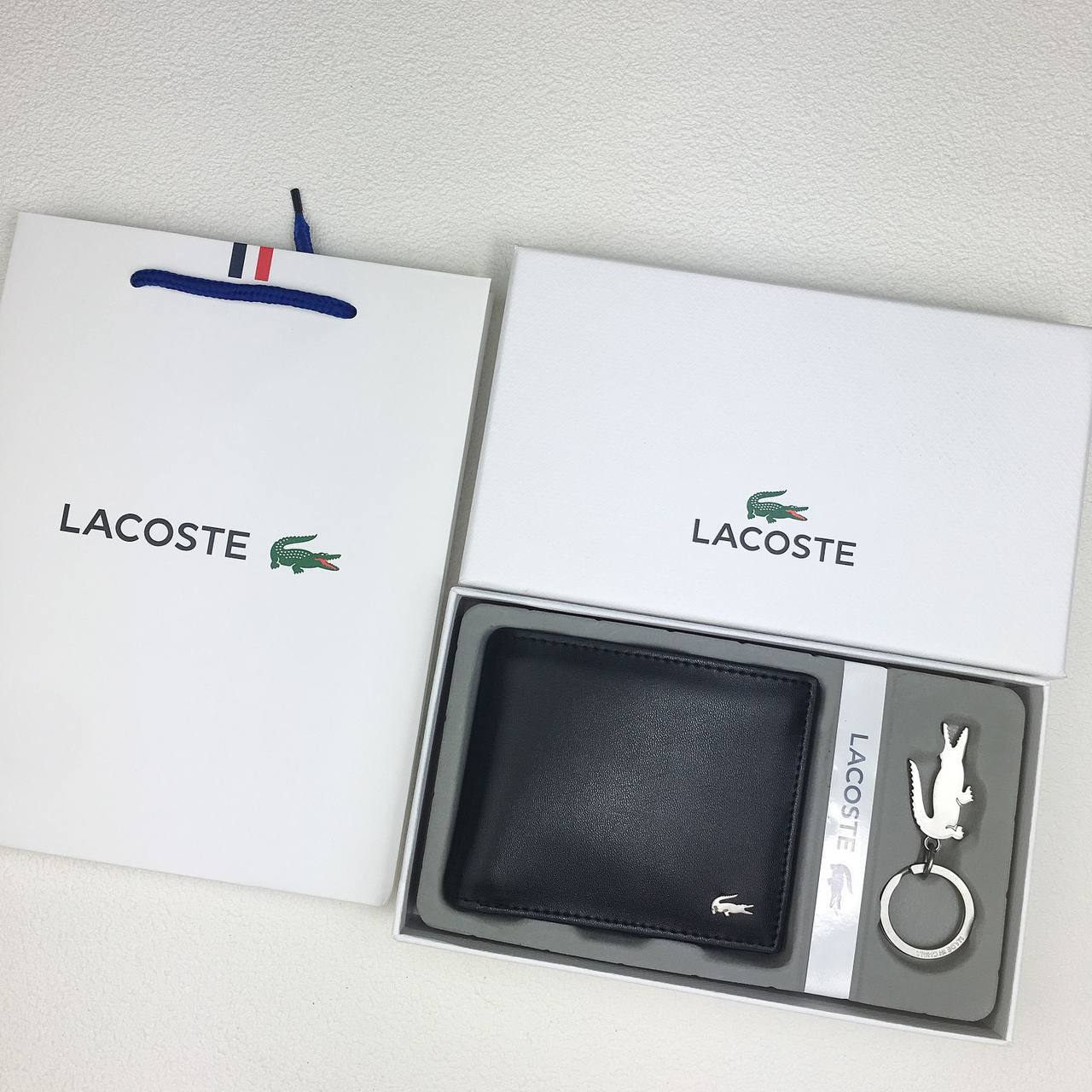 Lacoste Men's Leather Bifold Wallet and Keychain Gift Set 🐊💼✨