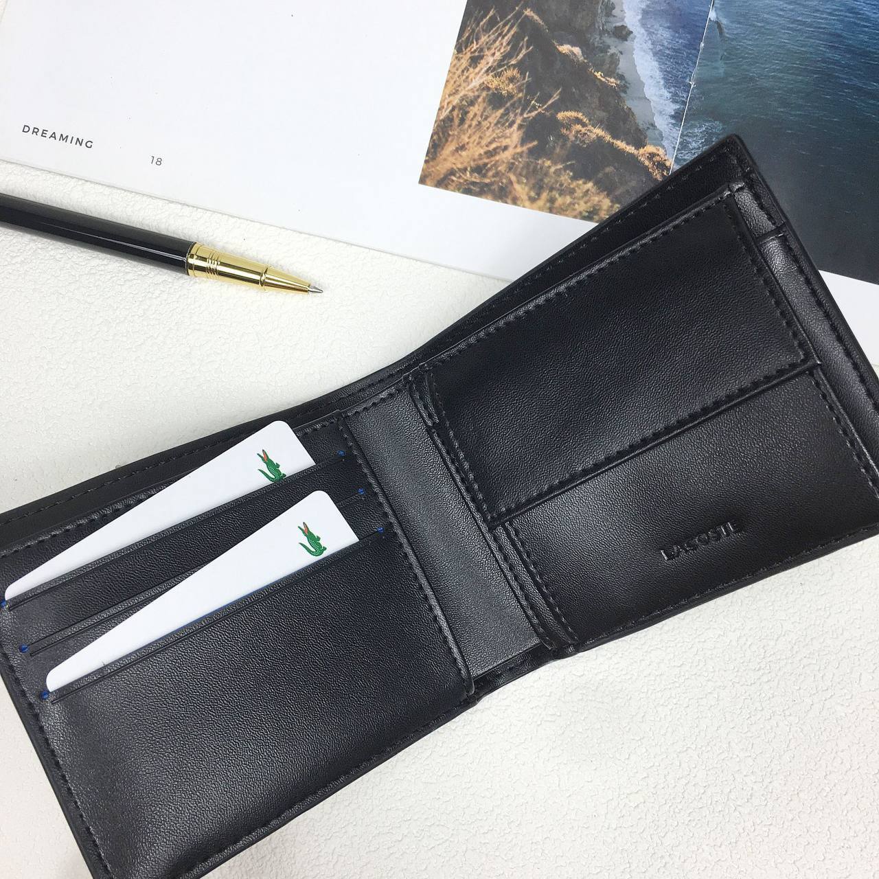 Lacoste Men's Leather Bifold Wallet and Keychain Gift Set 🐊💼✨