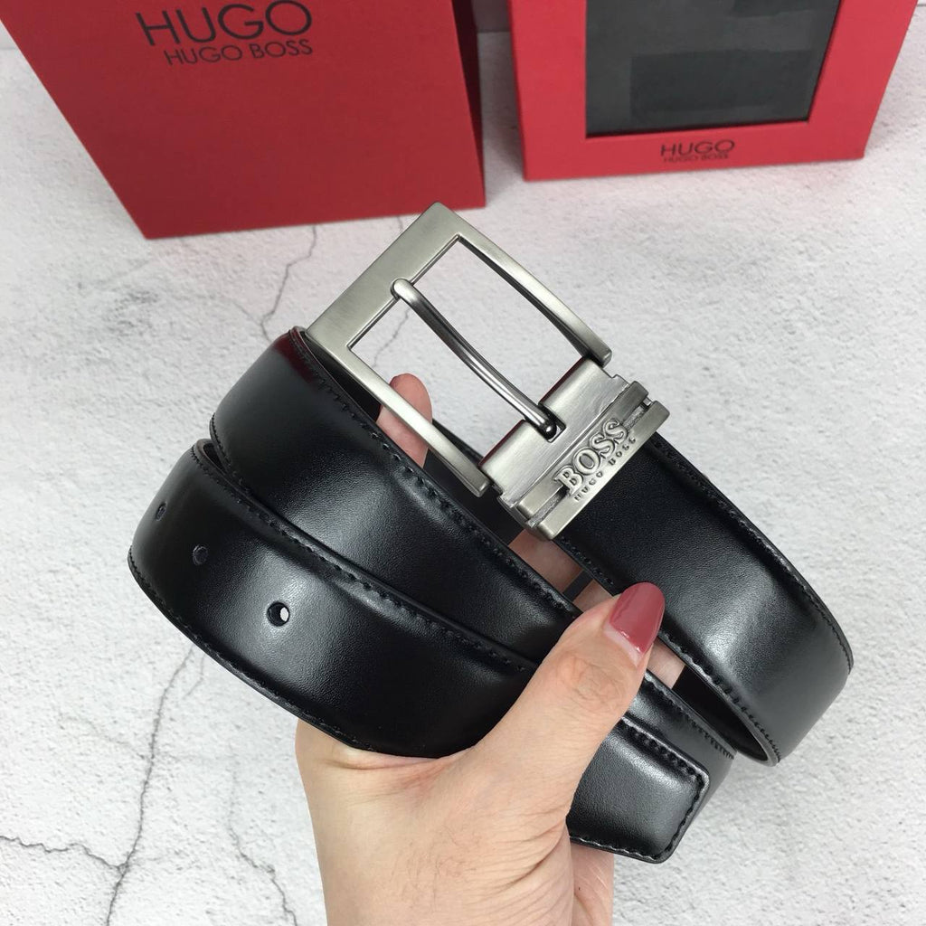 Hugo Boss Men’s Reversible Leather Belt Gift Set with Interchangeable Buckles 💼🐂✨