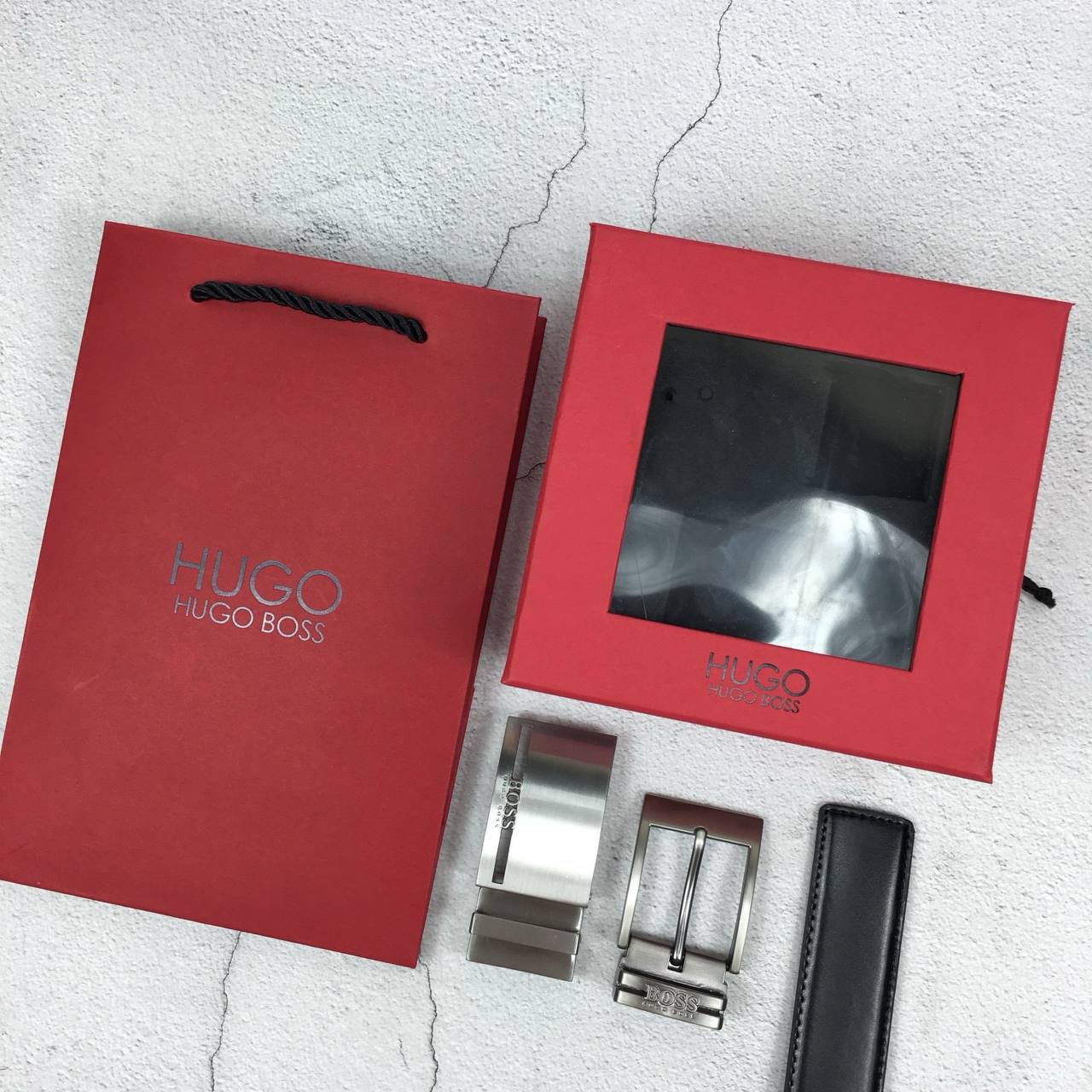 Hugo Boss Men’s Reversible Leather Belt Gift Set with Interchangeable Buckles 💼🐂✨