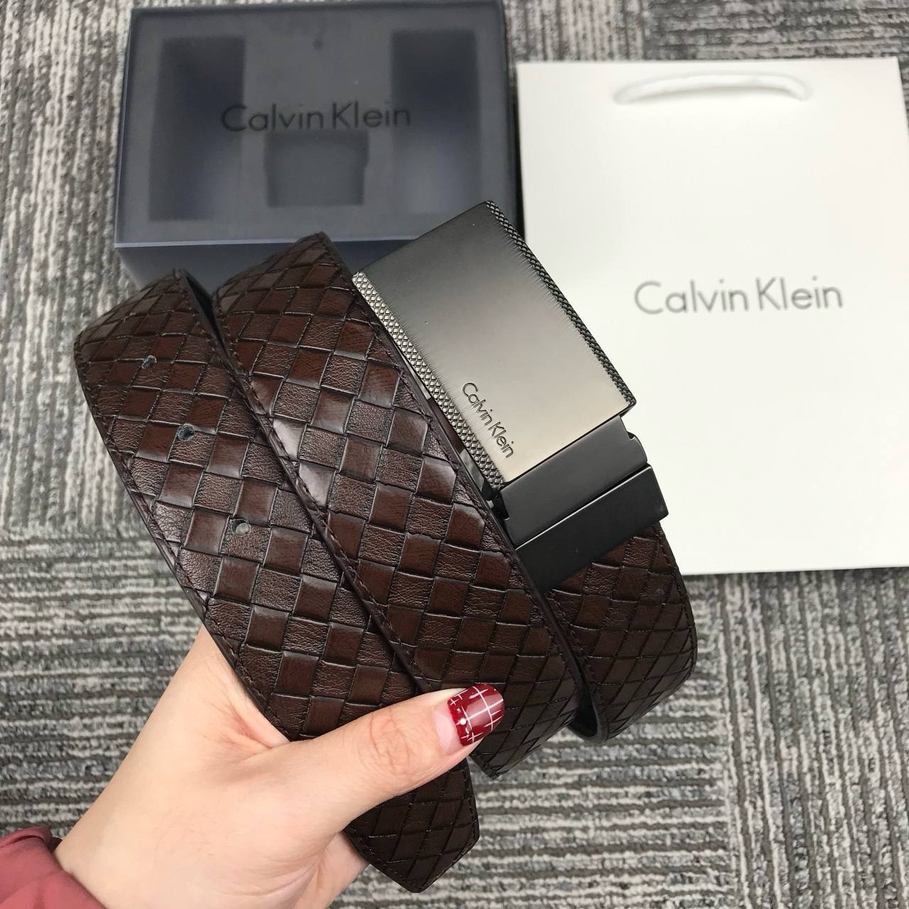 Calvin Klein Interchangeable Leather Belt Set with Two Straps & Buckle 🤎✨🎁