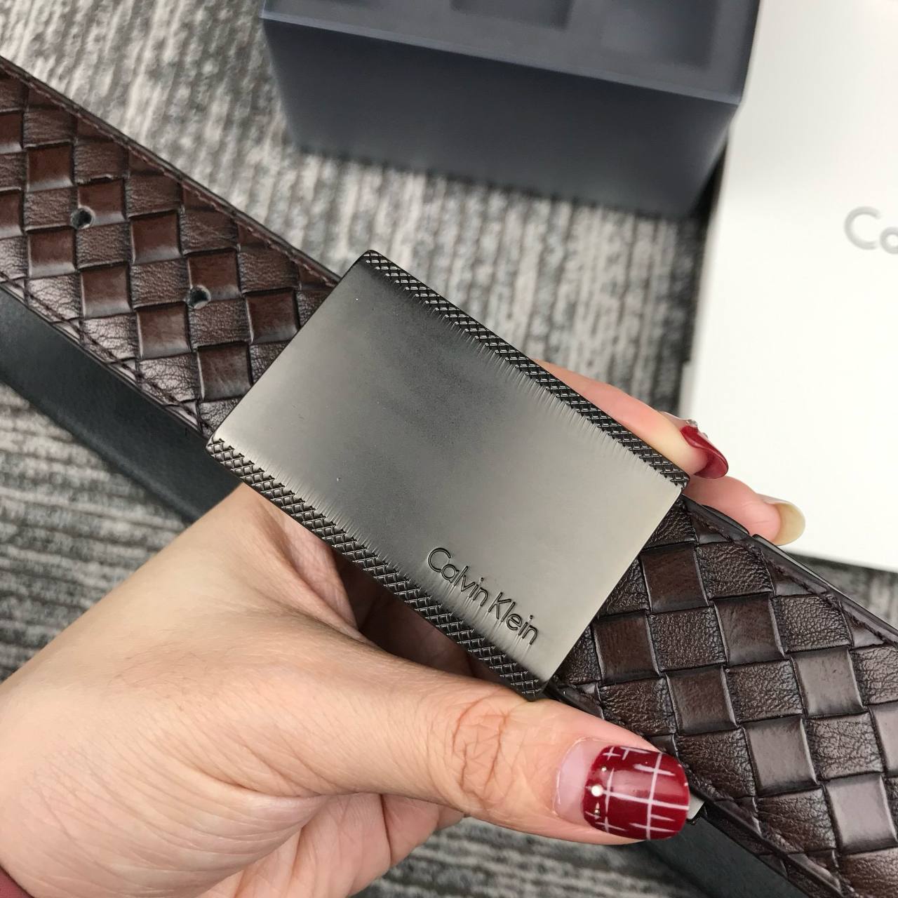 Calvin Klein Interchangeable Leather Belt Set with Two Straps & Buckle 🤎✨🎁