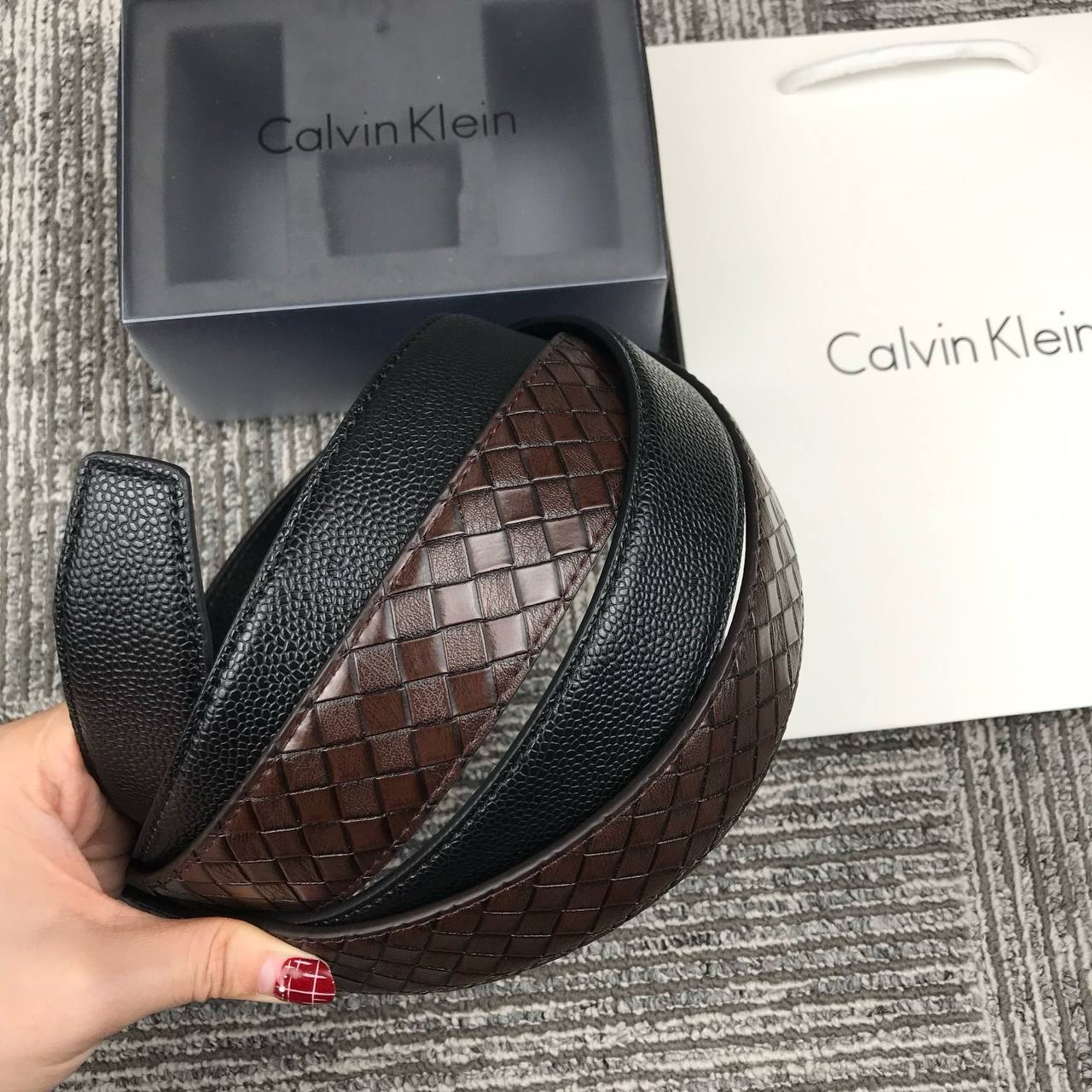 Calvin Klein Interchangeable Leather Belt Set with Two Straps & Buckle 🤎✨🎁