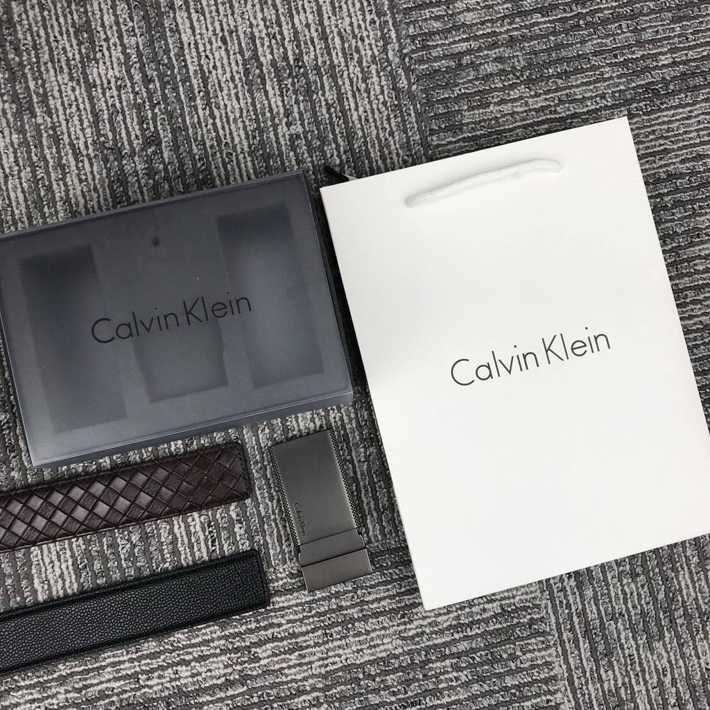 Calvin Klein Interchangeable Leather Belt Set with Two Straps & Buckle 🤎✨🎁