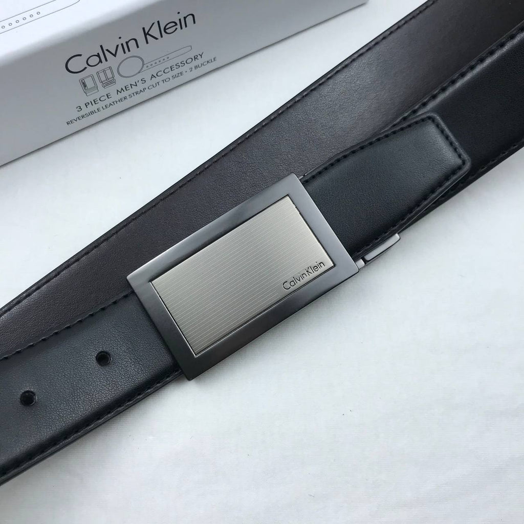 Calvin Klein Reversible Leather Belt Set with Dual Interchangeable Buckles 🖤✨🎁