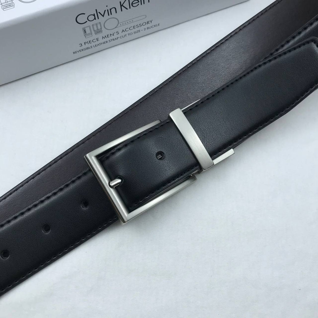 Calvin Klein Reversible Leather Belt Set with Dual Interchangeable Buckles 🖤✨🎁