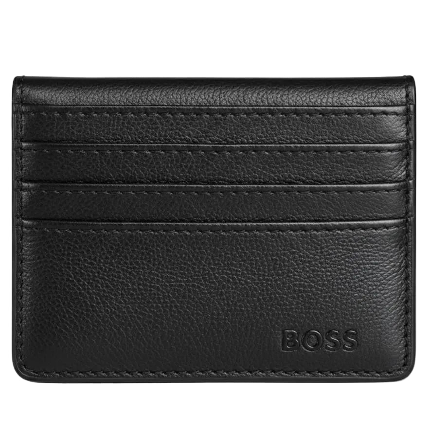 HUGO BOSS Grained Leather Card Holder in Sleek Black 💼🖤✨