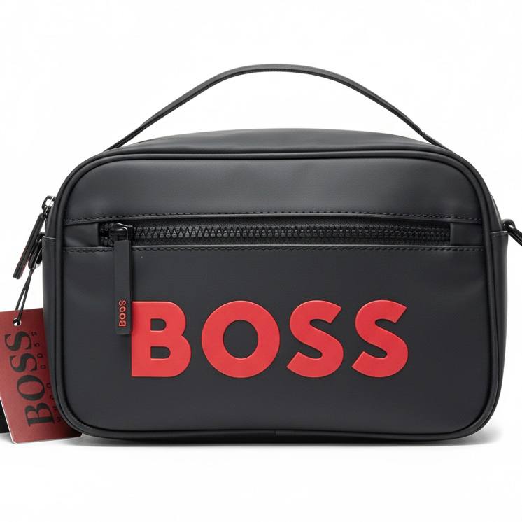 BOSS Matte Black Crossbody Bag with Bold Logo 💼🖤✨