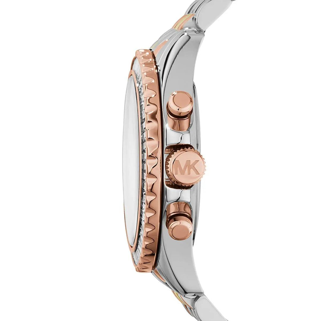Michael Kors Tri-Tone Ritz Chronograph Watch with Baguette Crystal Bezel ✨⌚💎