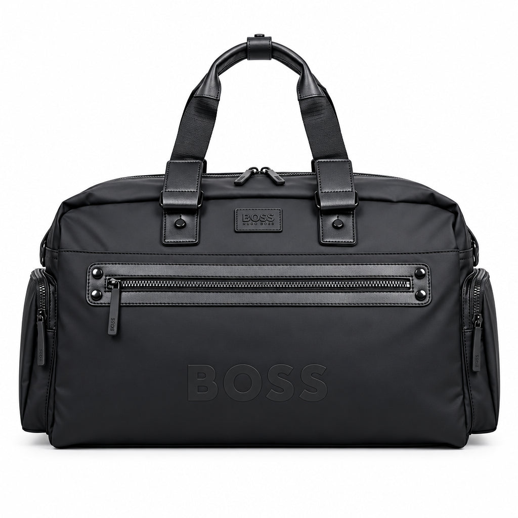 BOSS Signature Black Gym and Travel Duffel Bag