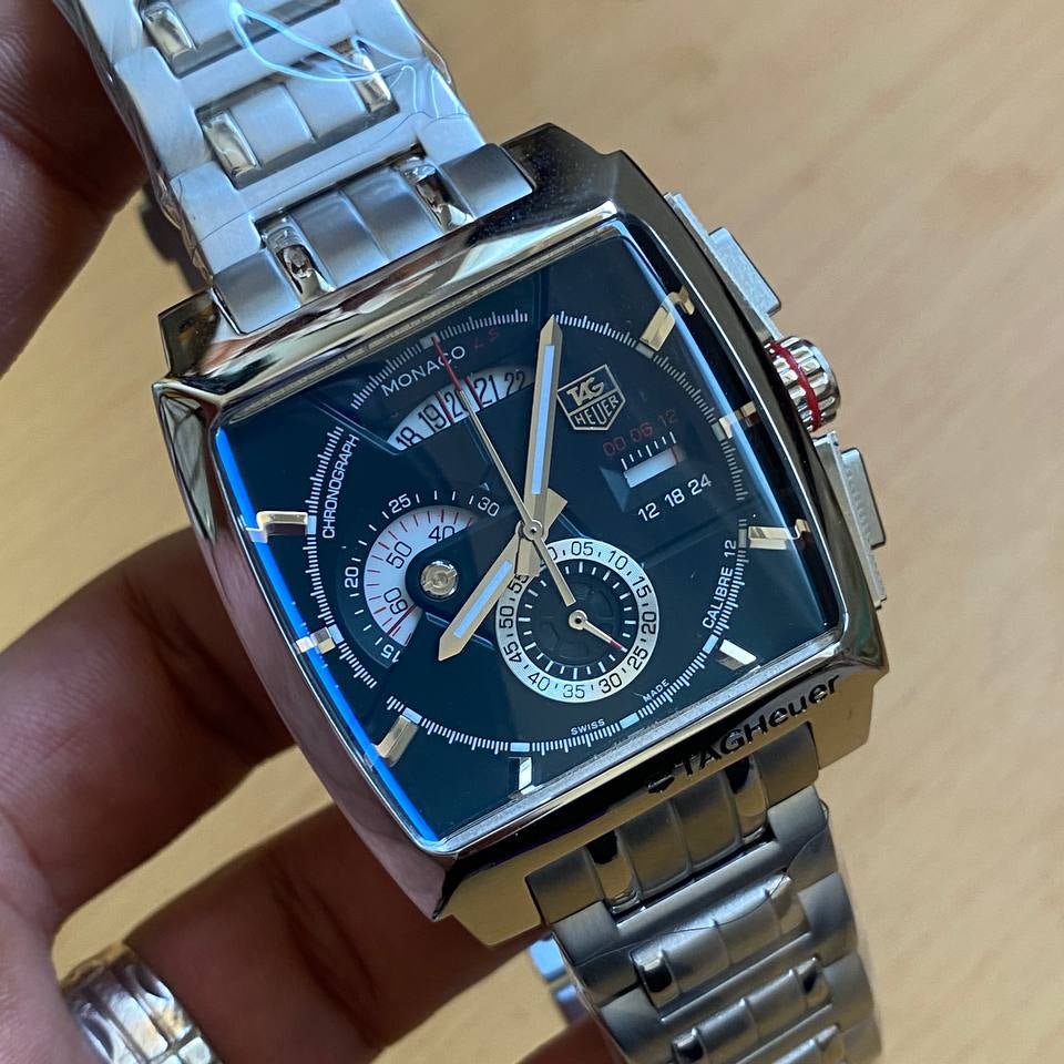 TAG Heuer Monaco Calibre 12 Chronograph Luxury Steel Watch ⌚✨💎