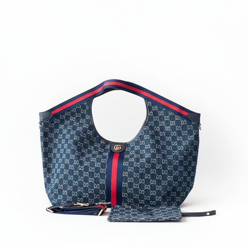 Gucci Ophidia GG Denim Hobo Bag with Signature Web Stripe 👜✨💙
