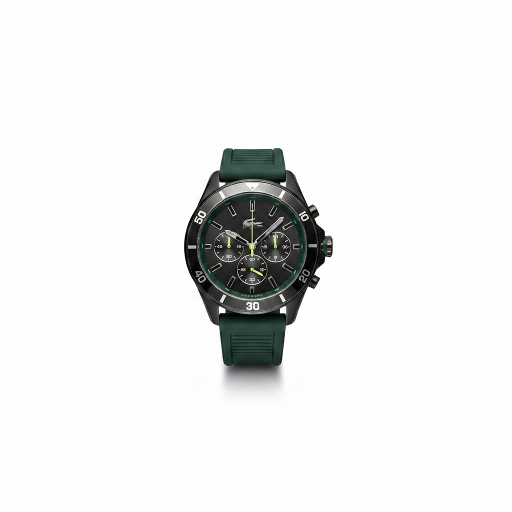 Lacoste Sport Chronograph Watch with Forest Green Silicone Strap 🐊⌚🌿