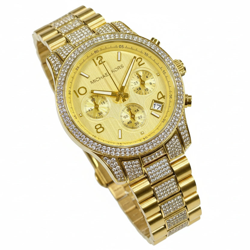 Michael Kors Gold Tone Pave Chronograph Watch ⌚✨💛