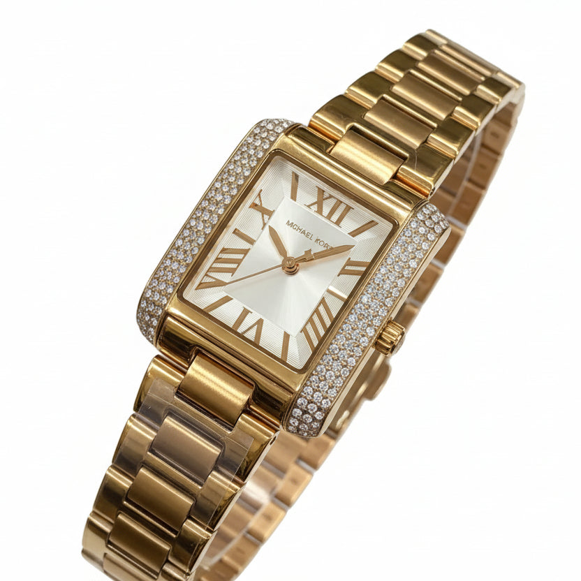 Michael Kors Rose Gold-Tone Emery Pave Tank Watch ⌚✨💖