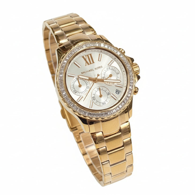Michael Kors Rose Gold Chronograph Crystal Watch ✨⌚💖